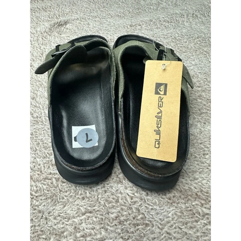 Quiksilver Deck Double Band Slide Sandals Men's Size 7 Olive Green New